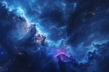 Obraz premium Cosmic Nebula Background with Dreamy Illusory Sapphire Colors