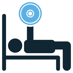 Bench press icon in a modern flat style. Perfect for gym, fitness, workout, strength training, bodybuilding, weightlifting, and exercise-related designs. Ideal for sports and muscle-building projects.