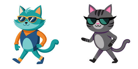Obraz premium A cat wearing sunglass and walking