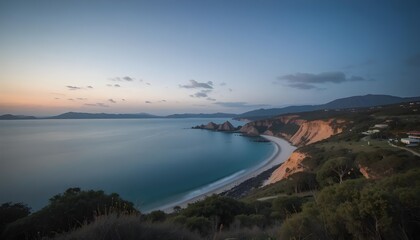 Long exposure shot of coast and waterfront at evening in Picnic Point area, WA, USA