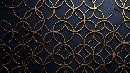 Fototapeta premium Elegant Gold Wallpaper Featuring Intricate Circles and Lines Design Style