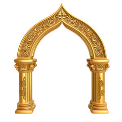 arabic golden decorative arches isolated on white or transparent background