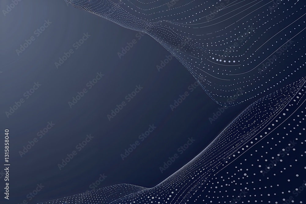 Poster calm navy gradient background with fractured lines and dots texture in a sophisticated minimal patte