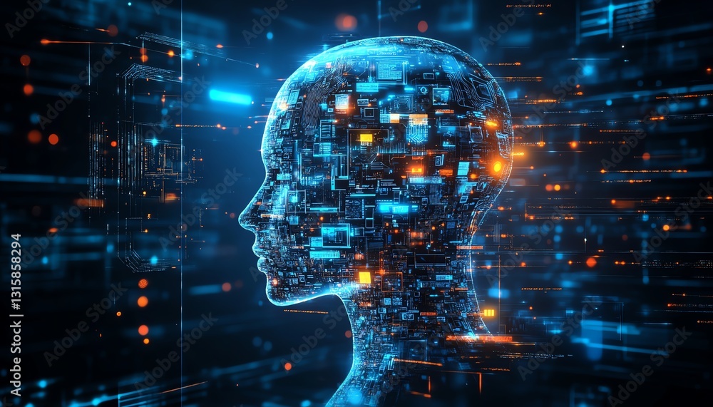 Aufkleber ai concept with an autonomous brain