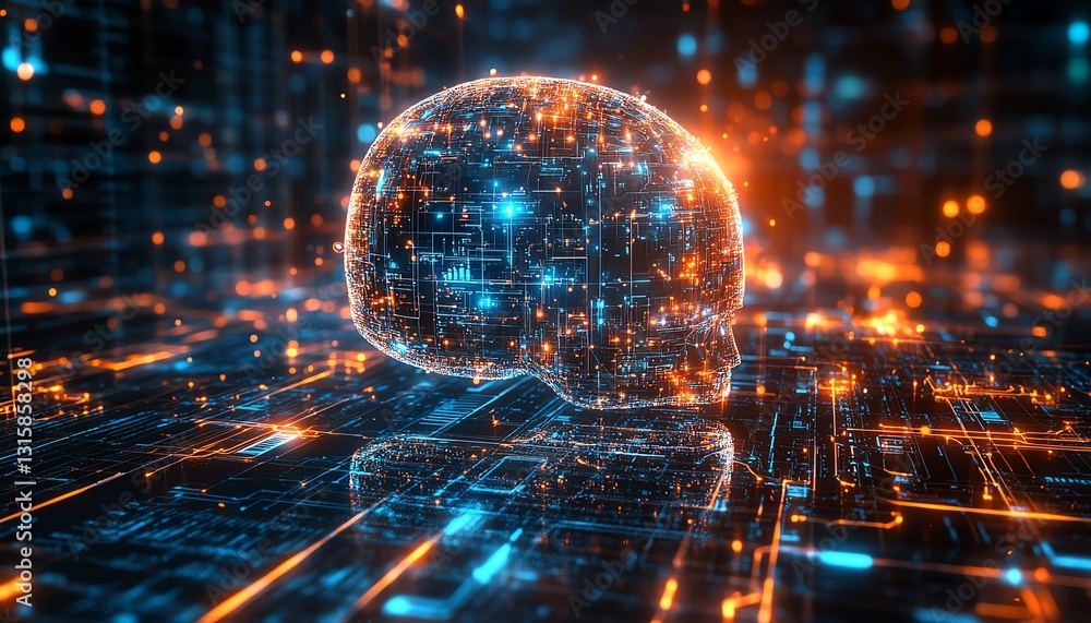 Poster ai concept with an autonomous brain