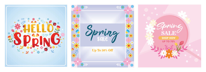 Cheerful spring sale advertisement with discount offer.