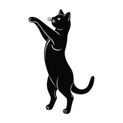 Cat Standing on Hind Legs Batting at Air in Silhouette Form