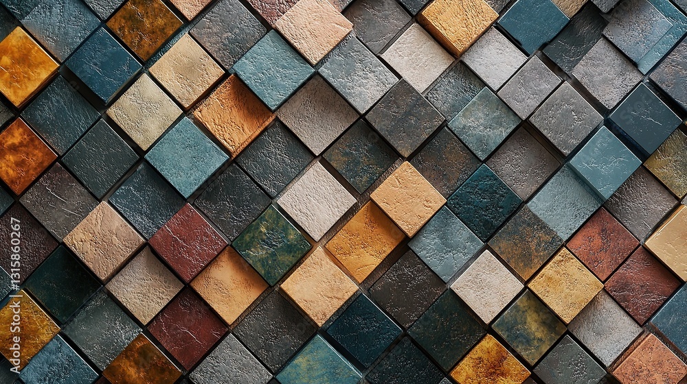 Poster multicolored 3d block background for tech wallpaper design