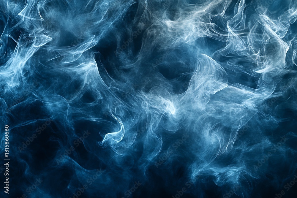 Poster ethereal blue smoke swirling in the darkness creating a mysterious and captivating background : gene