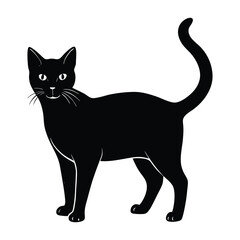 Cat Standing with Alert Posture and Ears Pointed Forward in Silhouette