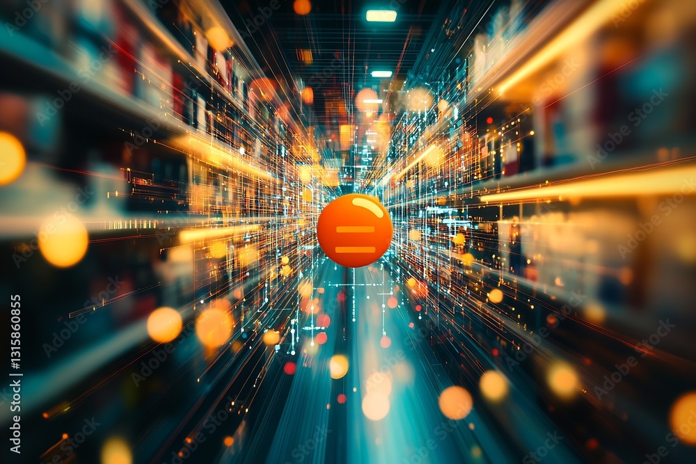 Aufkleber digital representation of a payment icon surrounded by vibrant motion blur effects : generative ai