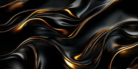 Obraz premium Liquid Gold and Black Abstract Waves: A Luxurious Texture