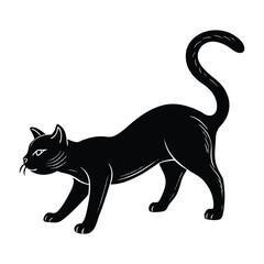 Cat Stretching Front Legs Forward After a Nap Silhouette