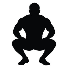 Fototapeta premium Strong Man Squatting – Silhouette Fitness Pose