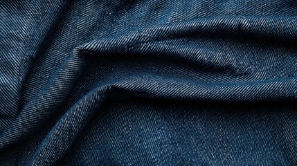 Close Up of Blue Denim Fabric Showcasing Texture and Rich Color Depth