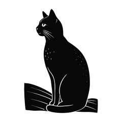 Cat Watching in the Distance with a Focused Silhouette