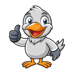 Obraz premium Cute Albatross character giving a thumbs up with smile, showing approval on white background