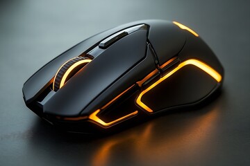 Stylish ergonomic gaming mouse with illuminated accents and high precision for immersive gameplay : Generative AI