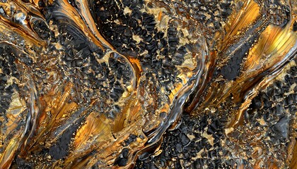 Fototapeta premium Golden sparkling abstract background luxury black smoke acrylic paint marble texture