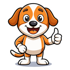 Cute Beagle character giving a thumbs up with smile, showing approval on white background