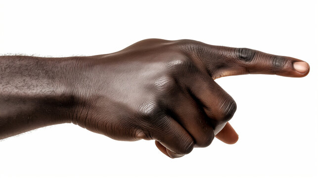 Black skin male hand pointing index finger showing