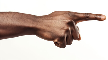 Black skin male hand pointing index finger showing