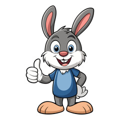Fototapeta premium Cute Hare character giving a thumbs up with smile, showing approval on white background