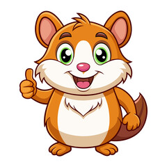 Cute Hamster character giving a thumbs up with smile, showing approval on white background