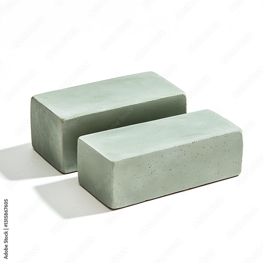 Poster Minimalist concrete blocks stacked artistically showcasing their natural texture on a clean white surface : Generative AI