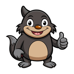 Naklejka premium Cute Mole character giving a thumbs up with smile, showing approval on white background