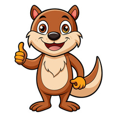 Obraz premium Cute Otter character giving a thumbs up with smile, showing approval on white background