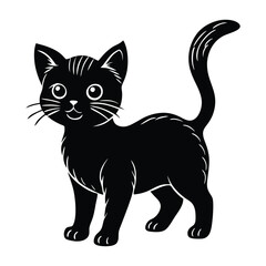 Curious Kitten Standing on Hind Legs in Silhouette