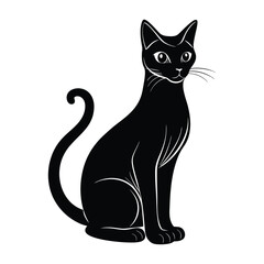 Elegant Siamese Cat Sitting Gracefully in Silhouette