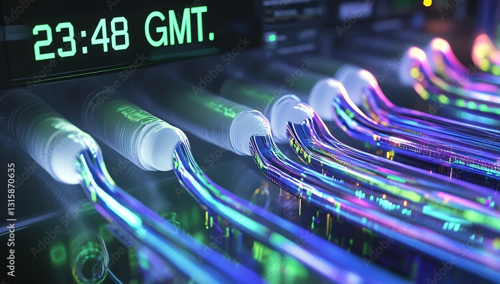 Aufkleber glowing fiber optic cables and digital display showcase the future of data transmission technology :