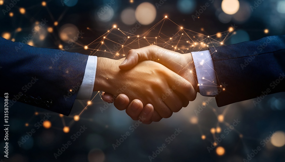 Poster Close-Up of a Handshake Between Two Business Professionals Emphasizing Trust and Collaboration : Generative AI