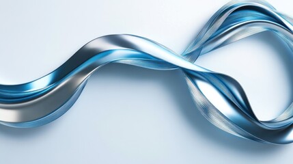 Obraz premium Abstract Blue and Silver Swirling Metal Design