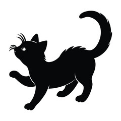 Kitten Chasing Its Own Tail in a Playful Spin Silhouette