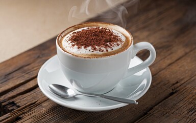 January blues, Hot Chocolate Coffee on Wooden Table