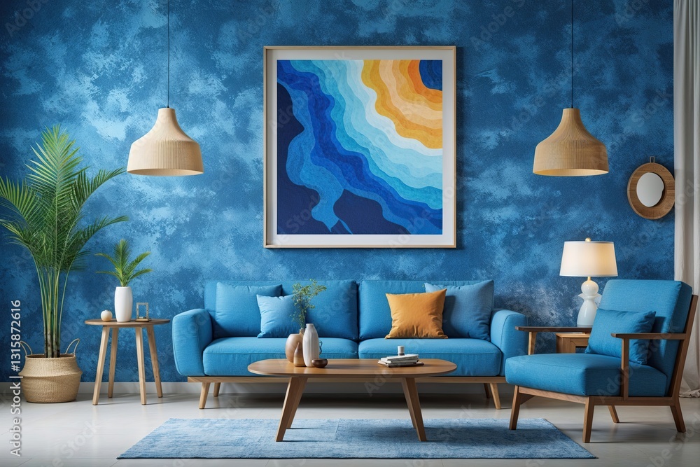 Aufkleber bright azure pattern canvas artwork with modern design elements