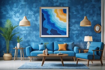 Fototapeta premium Bright Azure Pattern Canvas Artwork with Modern Design Elements