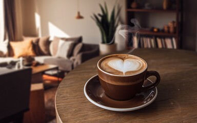 Fototapeta premium January blues, Cozy latte art in living room
