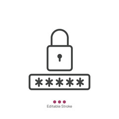 Lock password thin line icon