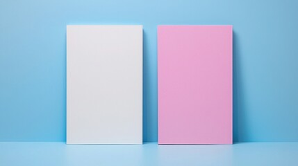 Fototapeta premium Two stylish pink and white boxes stacked together on a bright surface symbolizing creativity and bold decision making