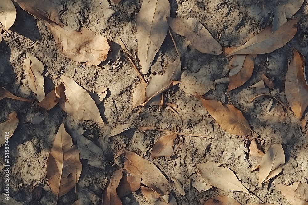 Poster a natural and textured ground covered with dry leaves in an earthy environment showcasing autumn col