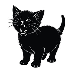 Kitten Meowing with Open Mouth on White Background