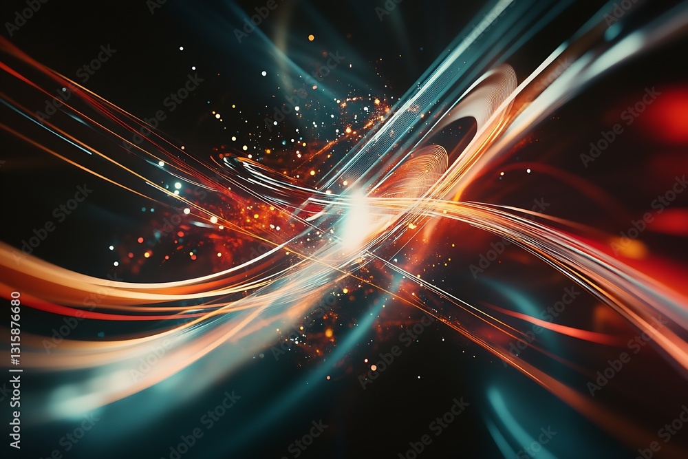 Aufkleber dynamic cosmic explosion with swirling light trails and vibrant colors illustrating energy in motion