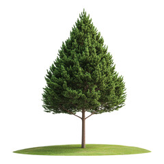 Obraz premium Lush Evergreen Tree in Bright Green Landscape Isolated on transparent background