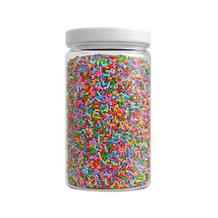 Sprinkles in Clear Glass Jar for Desserts Isolated on transparent background