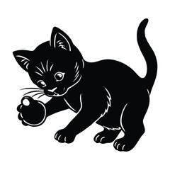 Kitten Playfully Wrestling with Invisible Toy in Motion