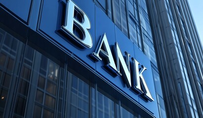 Obraz premium Stunning close up view of a modern bank building showcasing sleek glass and metallic surfaces : Generative AI